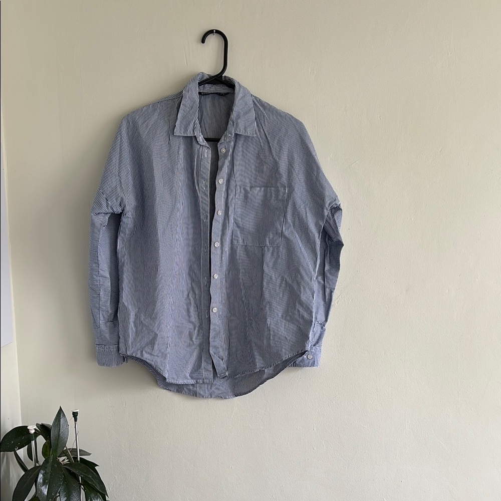 Blue Striped Button-Up Shirt